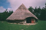 Iron Age roundhouse reconstruction.