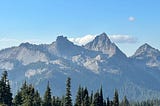 Mountain range, clear blue skies