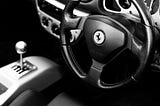 Ferrari Automobile Black and White Image