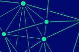 A graphic of nodes and lines connecting together to represent the “connecting the disjointed” theme of this article. The nodes and lines are in a bright blue green on a deep blue background.