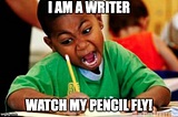 a boy writing his first book with an author’s dream