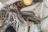 Mesh bag used to collect groceries