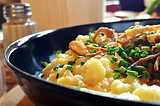 Cheese Spaetzle Stir Fry with Green Onions