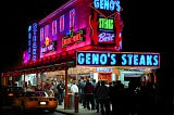 Geno’s Steaks. Photo by Stephen Levin on Pixabay