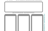 An A4 format sheet with cells laid out for the apps title, store, description and main screens, and any notes.