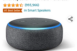 Echo Dot (3rd Gen, 2018 release) - Smart speaker with Alexa - Charcoal
Brand: Amazon