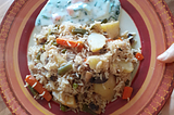 Vegetable Pulao with raita