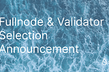 Full Node & Validator Selection Announcement