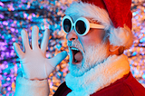 Santa screaming wearing sunglasses