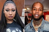 Megan Thee Stallion (left), female rapper is shot by Tory Lanez (right) male rapper after party organized by Kylie Jenner.
