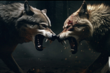Two wolves snarling at each other with A Shift of Fate logo.