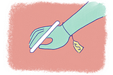 Am illustration of a hand holding a drawing stylus, with a price tag around the wrist.