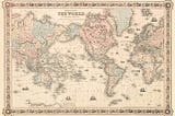 Vintage map of the world, Mercator Projection