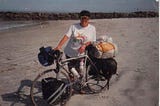 Author with bicycle and panniers.