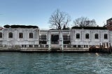 Palazzo Venier dei Leoni, the home of the Peggy Guggenheim Collection, seen from the Grande Canale, March 2025.