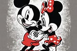 Mickey and Minnie Mouse, kissing