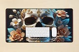 Redefine Your Workspace with a Floral Skull Pattern Desk Pad