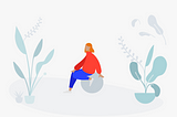 Illustration showing someone sat along on a rock within nature