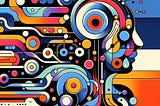 Artist view of AI in a 60s colourful art style