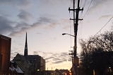 Sunset on a Pittsburgh street