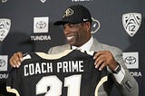 Deion Sanders with his “Coach Prime” University of Colorado jersey.