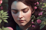A young woman amongst flowers