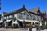 Sassafraz restaurant from outside on a sunny summer day