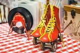 roller skates on a table