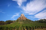 The Roche de Vergisson above a vineyard in the Mâconnais, southern Burgundy