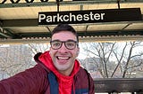 Ben in front of the station sign at Parkchester, station #344
