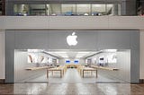 An empty Apple Store photographed from the outside