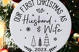 Our First Christmas As Husband & Wife, 2023 Christmas Ornament SVG, Couples Christmas Gift SVG, Xmas Wedding, Cut Files For Cricut, Svg, PNG