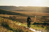 Cyclist riding through the countryside