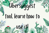 Ubersuggest tool, learn how to use it!