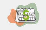 A calendar with a dollar sign and lock