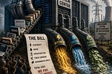 IMAGE: A giant AI data center consumes books, articles, code, electricity, water, and public money while citizens watch the bill grow