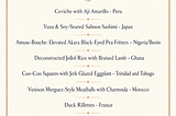 The tasting menu for a dinner with a diverse group of friends