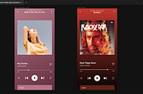 Screenshot of the music player UI