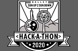 A piece of marketing material with company logo modified to include a sun and a moon. The 2020 sun up to sun down hack-a-thon