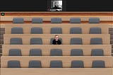 The author sitting alone in a virtual classroom in Zoom.