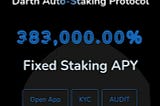 DARTH — Launches Most Powerful Auto Staking of DeFi, earns up to 383,000% APY