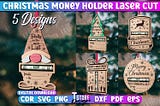 Christmas Money Holder SVG |  Christmas Ornament Laser Cut | Money Gift Holder Svg | Money Holder Laser Cut SVG Bundle | CNC Files