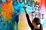 woman painting mural on wall of vivid colors and the quote “goodness never fails”