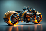 Image of Larva Motorcycle generated using Midjourney AI Art Generator.