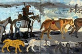 The Caravan — A Rider, Pack Horses and Dogs