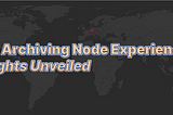 The Archiving Node Experience: Insights Unveiled