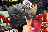 A randomly arranged collage of movie posters.