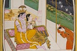 Kangra Paintings of Rādha and Kṛṣṇa Watching a Storm