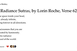 The Radiance Sutras, by Lorin Roche, Verse 62