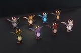Cartoon Chromatic Dragons Animated Low-poly 3D Model